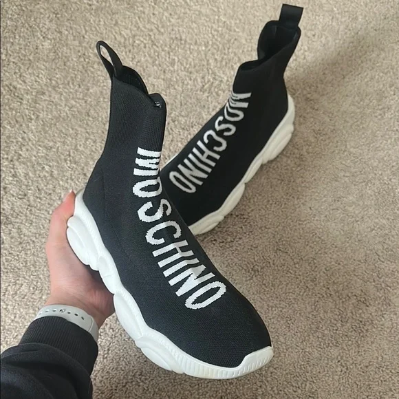 Moschino Black and White Sock Sneakers - Picture 5 of 5
